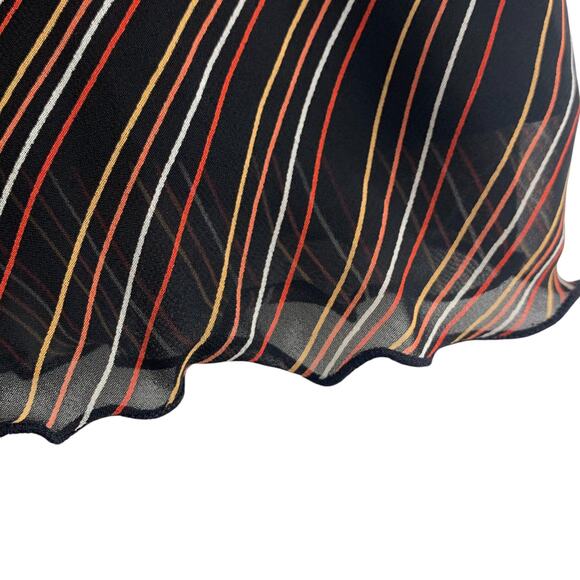 Casual Corner Womens Skirt Size 12 Wavy Stripe Ruffle Knee Length Black Orange - Picture 2 of 7